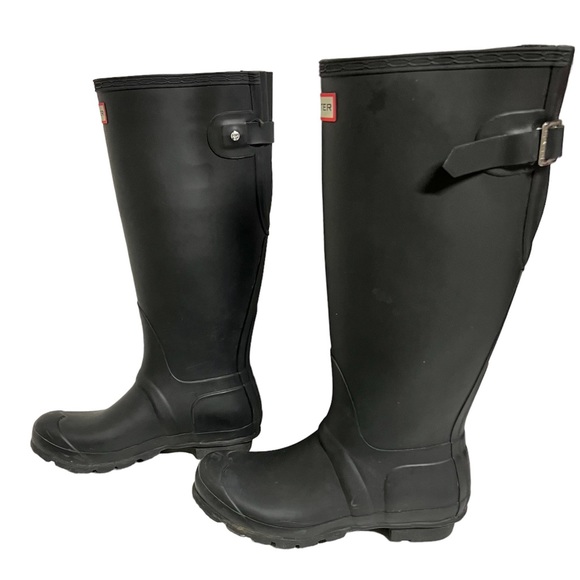 Hunter Women’s Original Tall Black Adjustable Rubber Rain Boots Size 7 - Picture 4 of 14